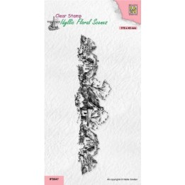 NC Idyllic Floral Scenes clear stempel Slimline Nostalgic Houses