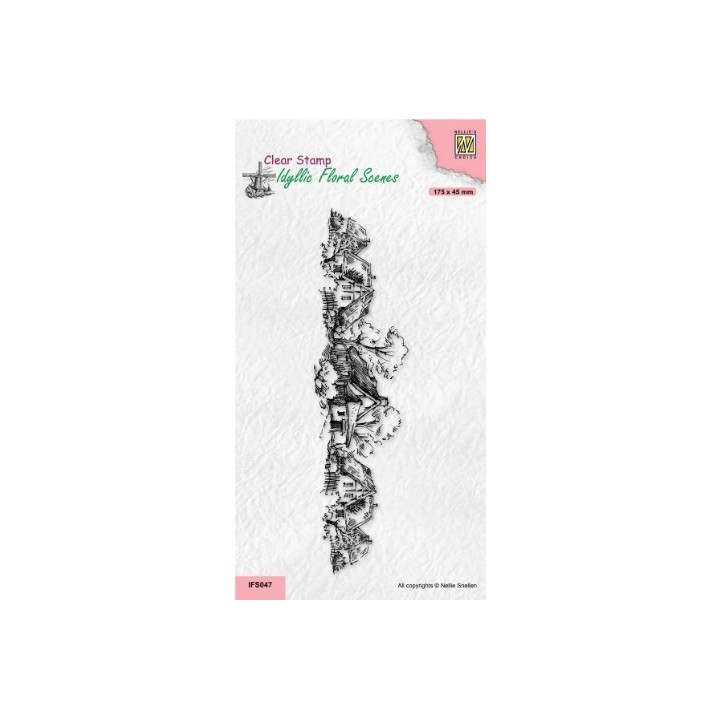 NC Idyllic Floral Scenes clear stempel Slimline Nostalgic Houses