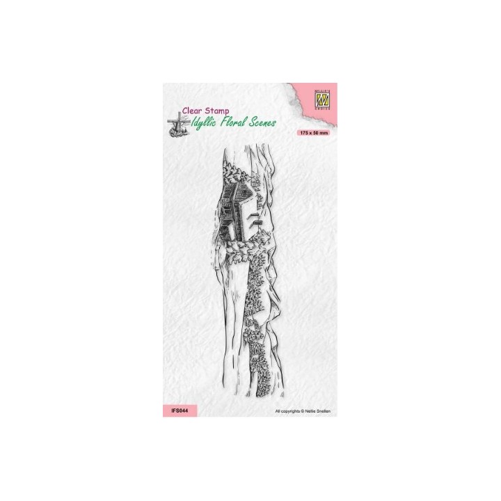 NC Idyllic Floral Scenes clear stempel Slimline Snowy Landscape