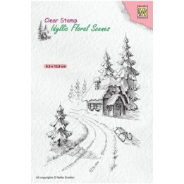 NC Idyllic Floral Scenes clear stempel Wintery House