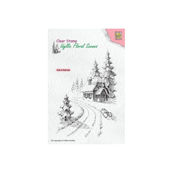 NC Idyllic Floral Scenes clear stempel Wintery House