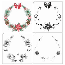 NC Layered clear stempel Kerstkrans