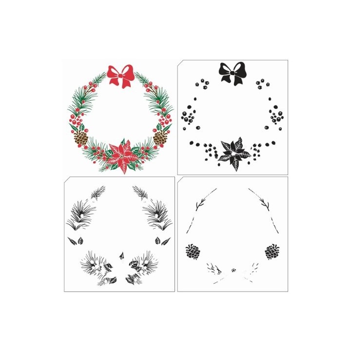 NC Layered clear stempel Kerstkrans