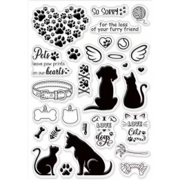 Clear stempel lost cat and dog 11x16cm