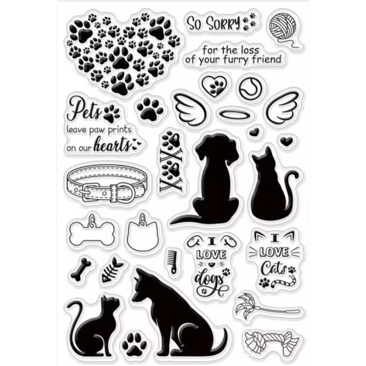 Clear stempel lost cat and dog 11x16cm