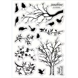 Clear stempel trees and birds 11x16cm