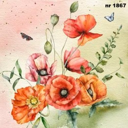 Bouquet of Poppies servet 33x33cm