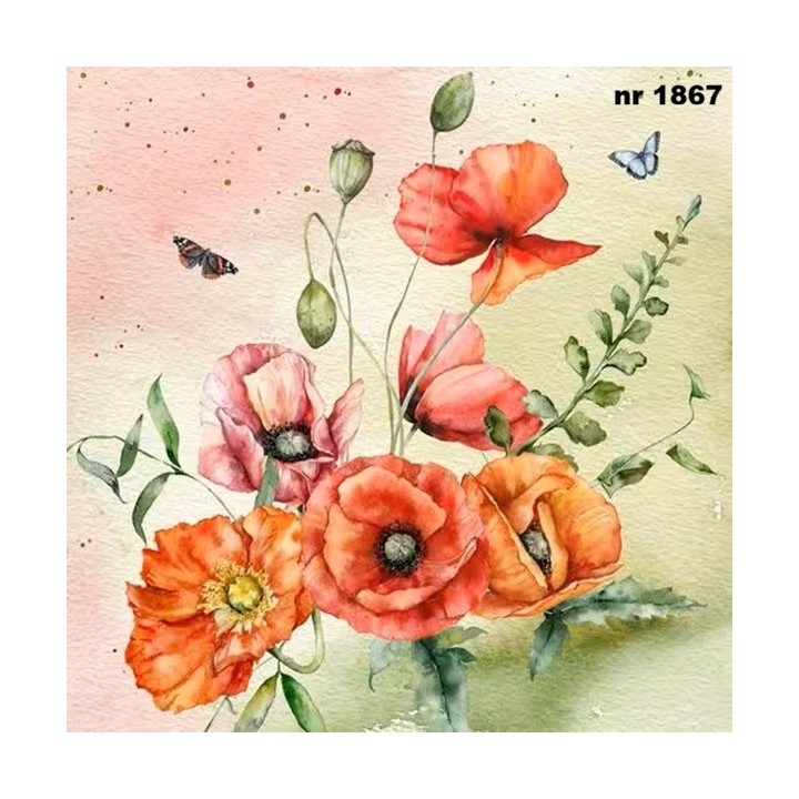 Bouquet of Poppies servet 33x33cm