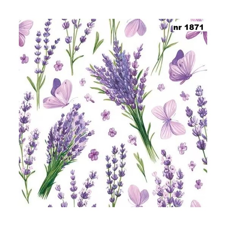 Lavender with violet butterflies servet 33x33cm