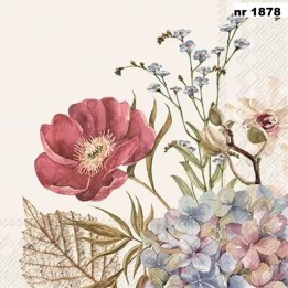 Belles Fleurs cream servet 33x33cm