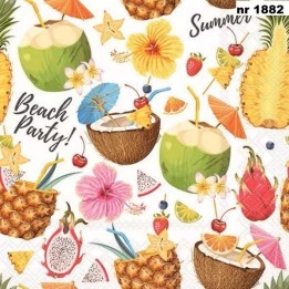 Beach Party white servet 33x33cm