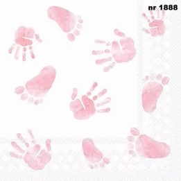 Hands and Feet pink servet 33x33cm