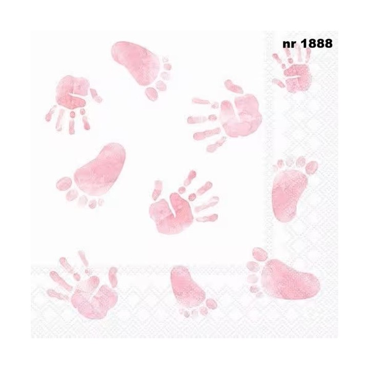 Hands and Feet pink servet 33x33cm