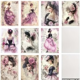 Vintage paars Victoriaanse vrouwen zuurpapier A5