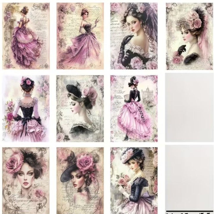 Vintage paars Victoriaanse vrouwen zuurpapier A5