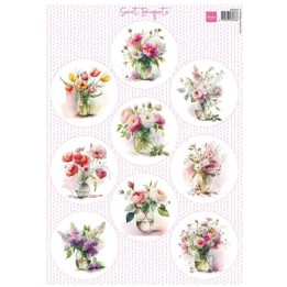 Marianne Design Die-cut sheet sweet bouquets circles 7cm A4