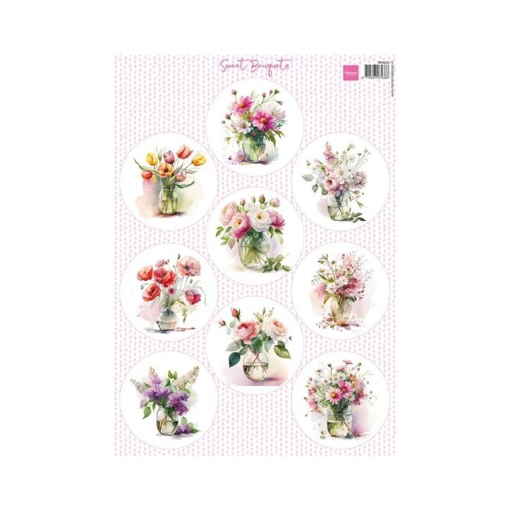 Marianne Design Die-cut sheet sweet bouquets circles 7cm A4