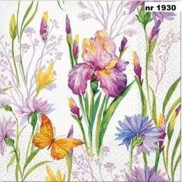 Iris with Butterfly servet 33x33cm