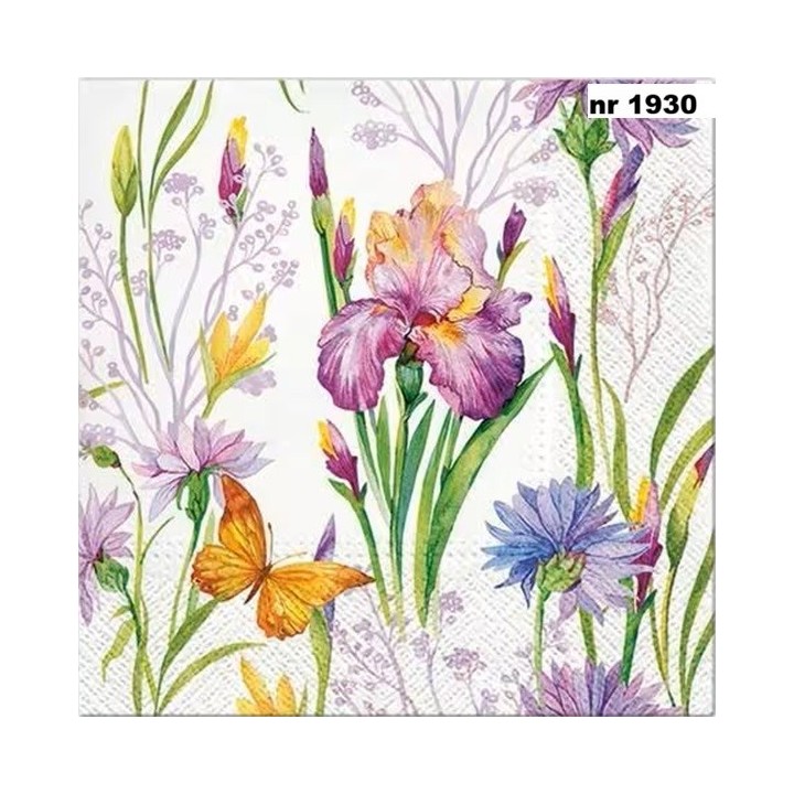 Iris with Butterfly servet 33x33cm
