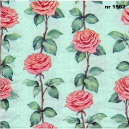 Pink roses on green servet 33x33cm