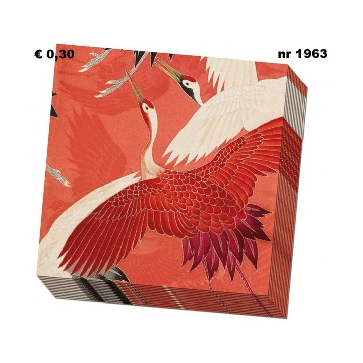 Woman haori red and white cranes