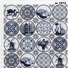 Holland in delftblue circles servet 33x33cm