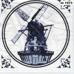 Molen in delftblue servet 33x33cm
