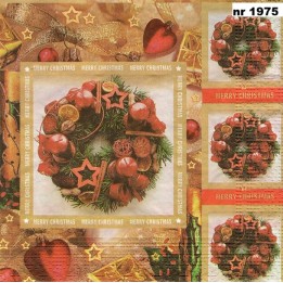Christmas wreath in red and gold servet 33x33cm