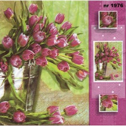 Tulips in pink servet 33x33cm