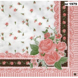 Clayre & Eef roses in pink servet 33x33cm