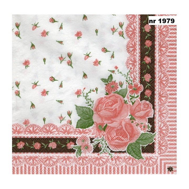 Clayre & Eef roses in pink servet 33x33cm