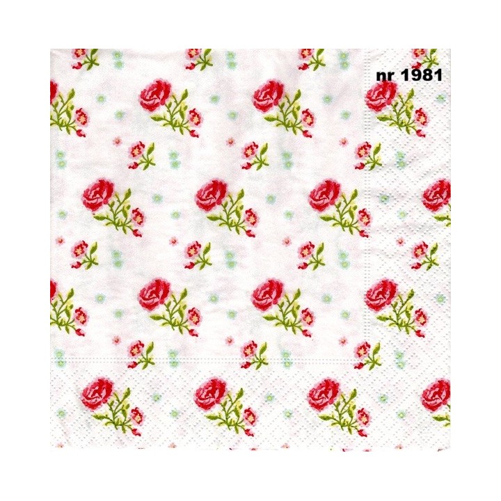 Small roses in pink servet 33x33cm