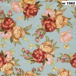 Peonies on green servet 33x33cm