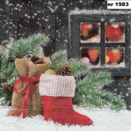Christmas boot servet 33x33cm