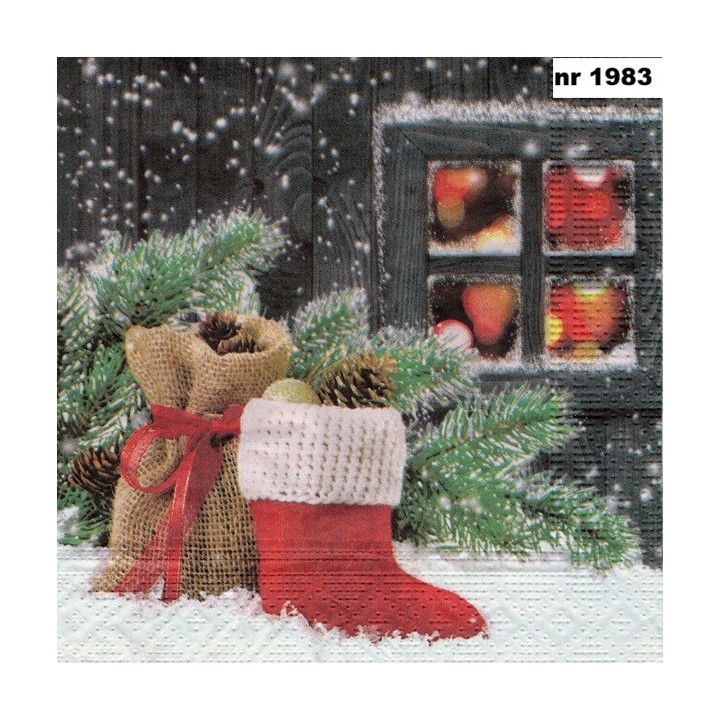Christmas boot servet 33x33cm