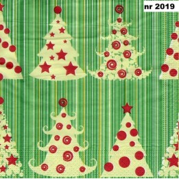 XMAS trees in stripes servet 33x33cm