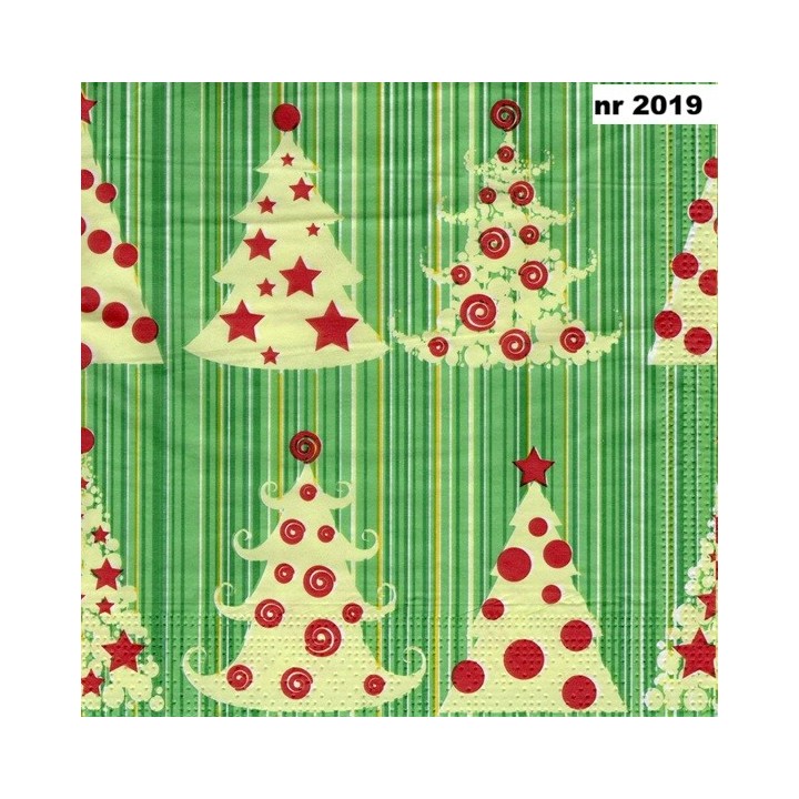 XMAS trees in stripes servet 33x33cm