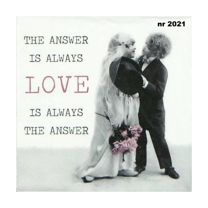 Sagen The answer is LOVE servet 33x33cm