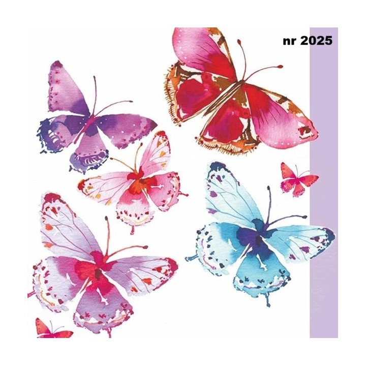 Aquarell butterflies servet 33x33cm