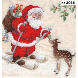 Santa and deer servet 33x33cm