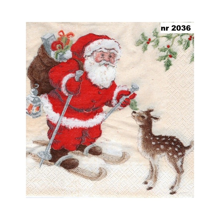 Santa and deer servet 33x33cm