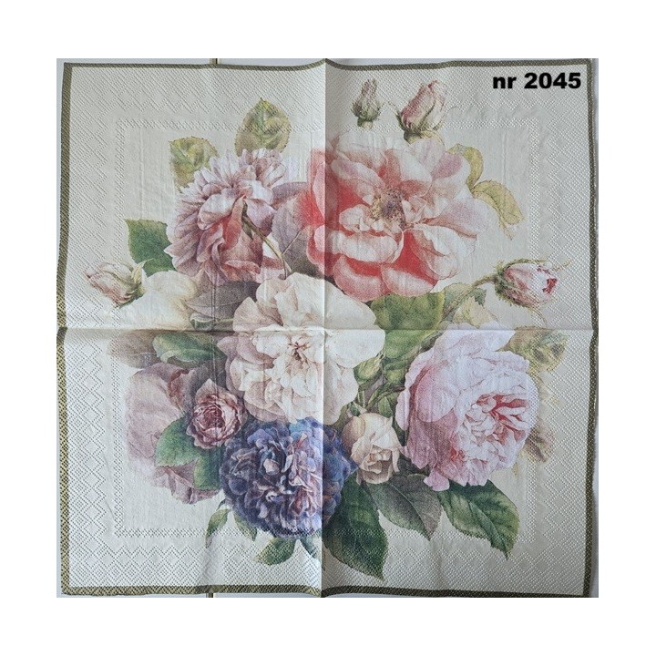 Rozen boeket servet 33x33cm