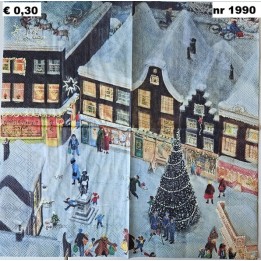 Kerstboom, Charlotte Dematons servet 33x33cm