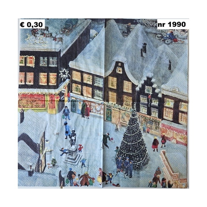 Kerstboom, Charlotte Dematons servet 33x33cm