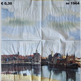 Gezicht op Delft, Johannes Vermeer, Mauritshuis servet 33x33cm