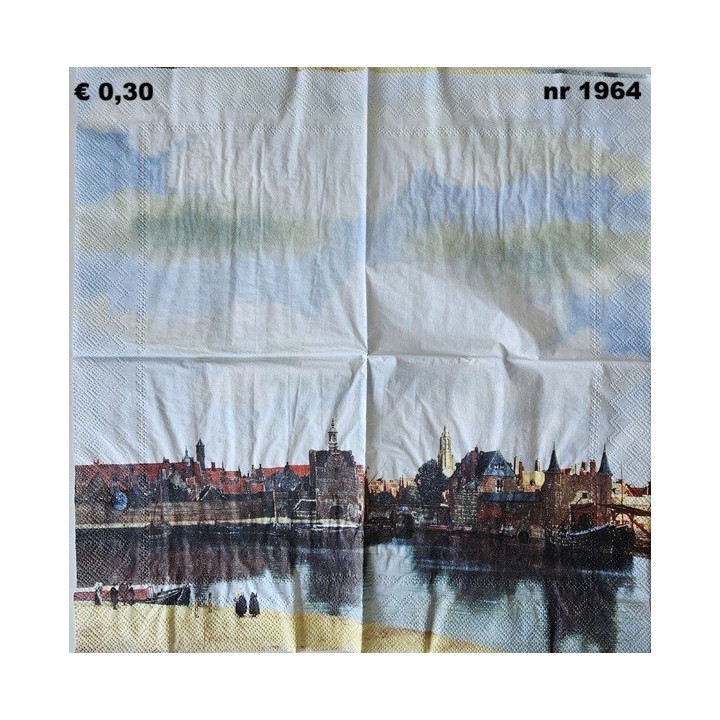 Gezicht op Delft, Johannes Vermeer, Mauritshuis servet 33x33cm
