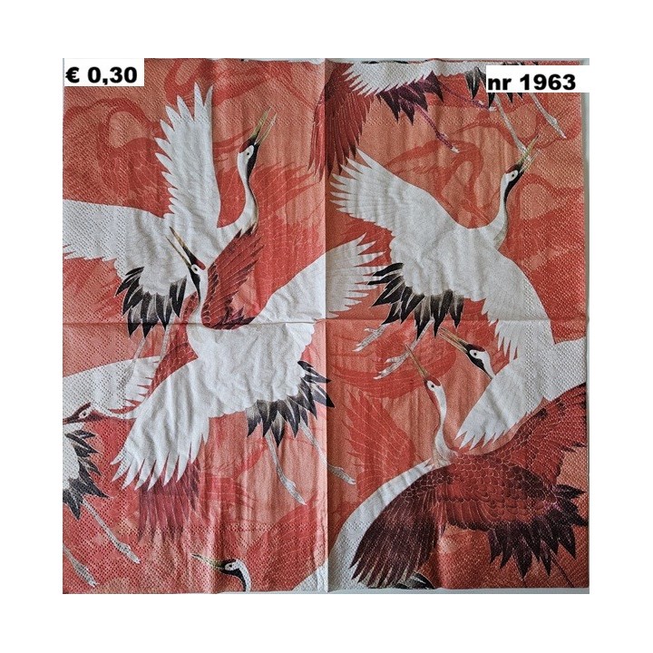 Woman haori red and white cranes, Rijksmuseum servet 33x33cm