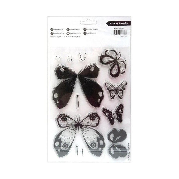 Studio Light Art By Marlene Clear Stamp Layered butterflies