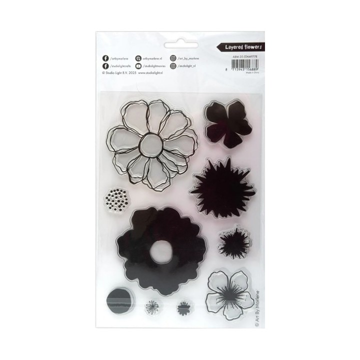Studio Light Art By Marlene Clear Stamp Layered flowers