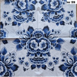 Bloemen delfts blauw servet 33x33cm